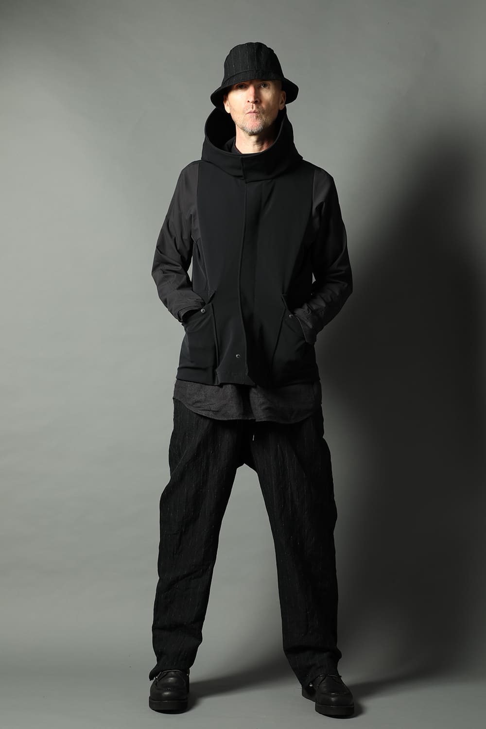 Hooded jacket merino wool jersey bonding