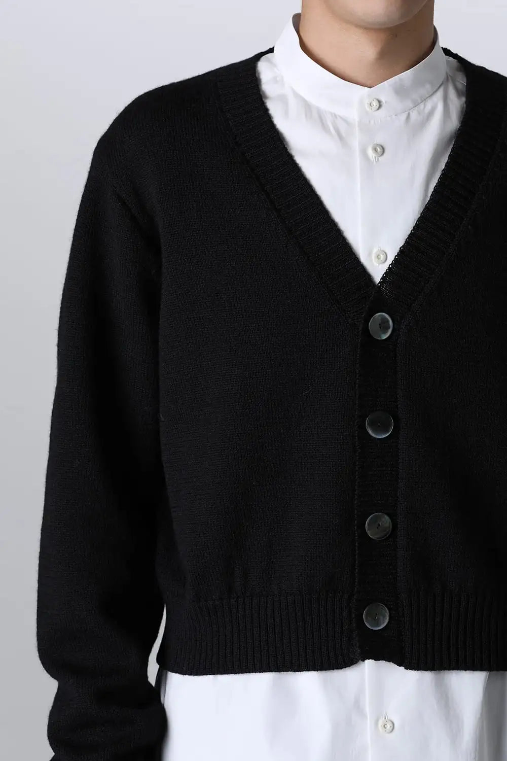shetland wool cropped cardigan Black