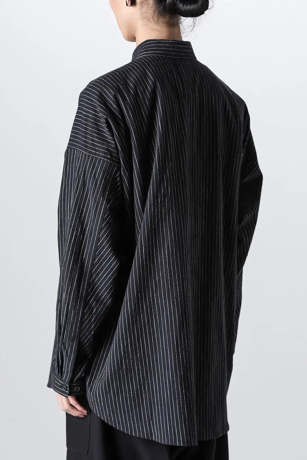 シャツ#100 コットンシーチング ブラックストライプ