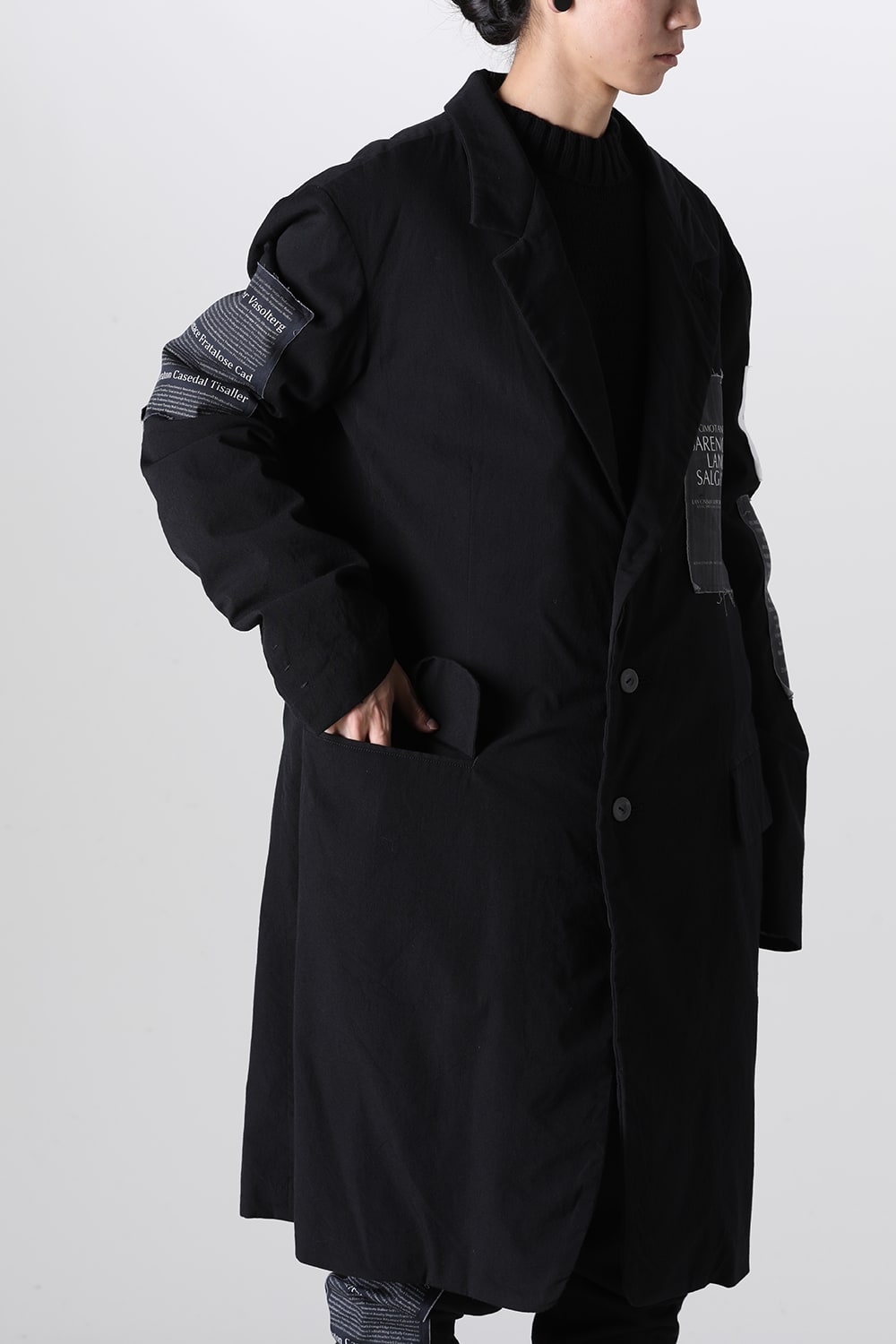 Oversized Long Jacket w/Printed Patches