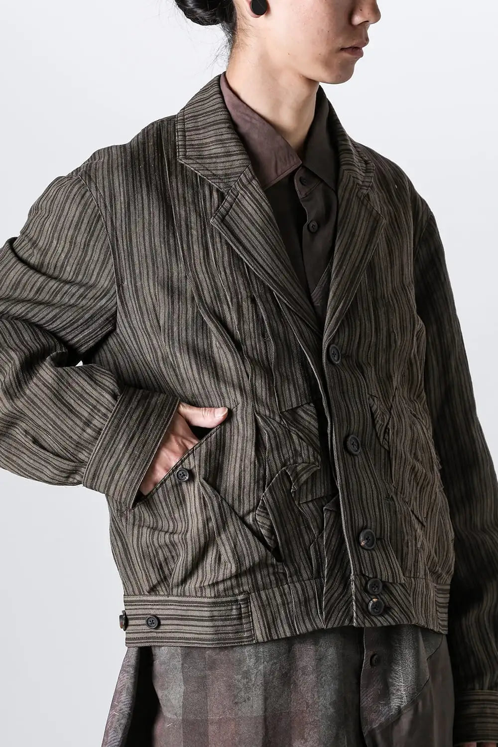 Cropped Winkle Pleats Jacket