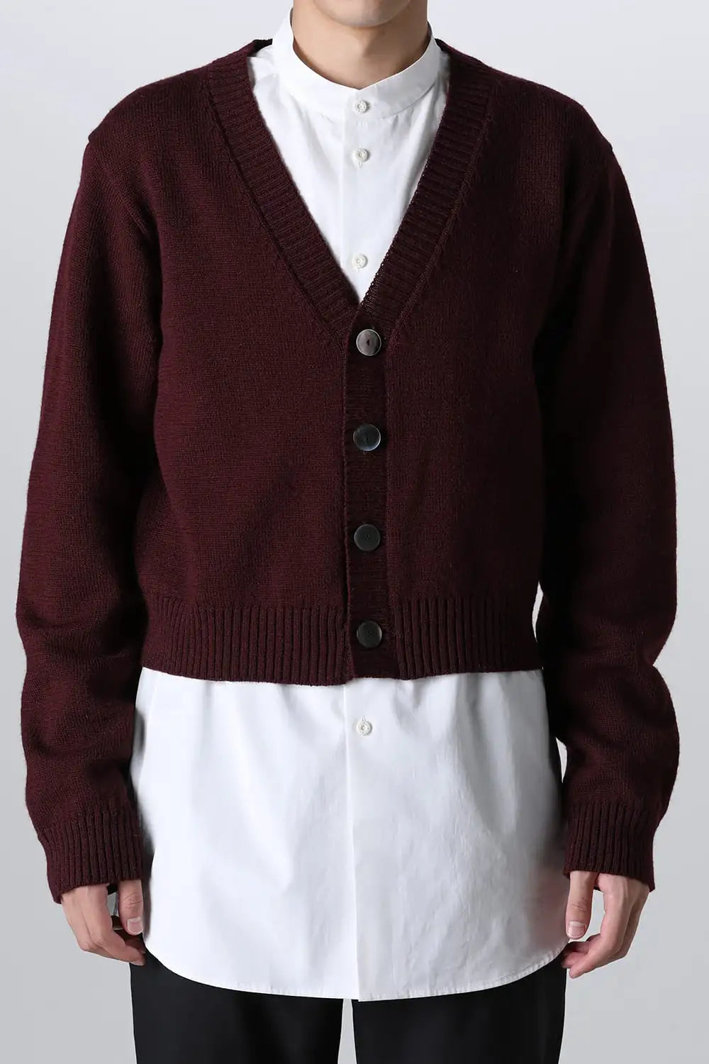 shetland wool cropped cardigan Bordeaux