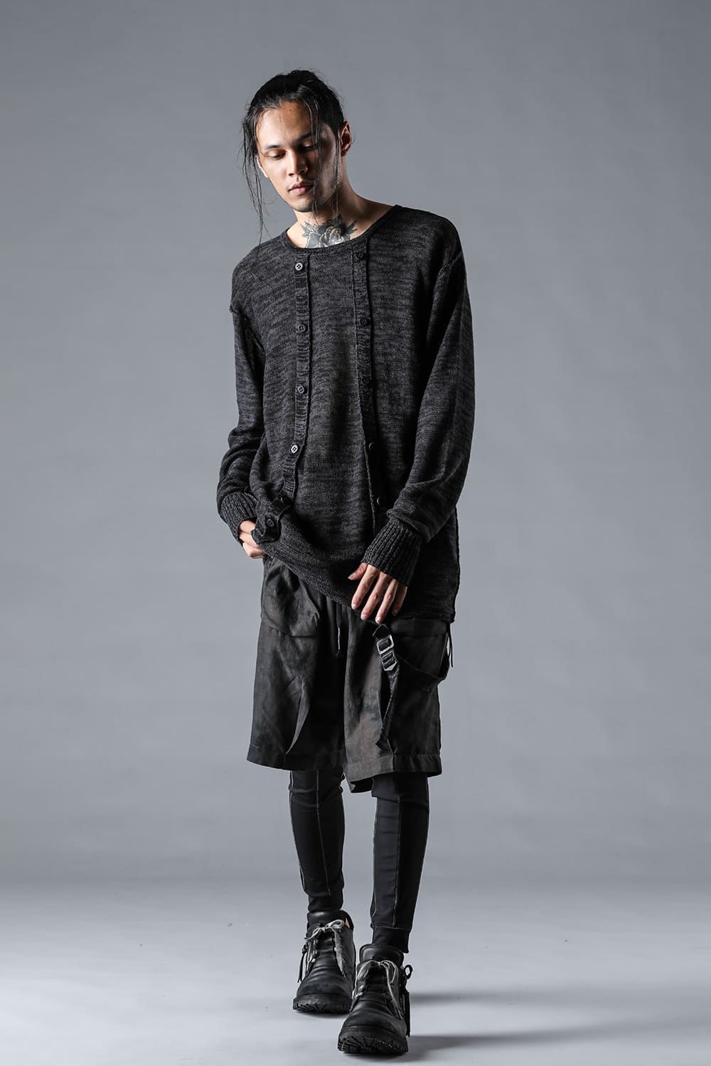 リネンニットWオープンカーディガン