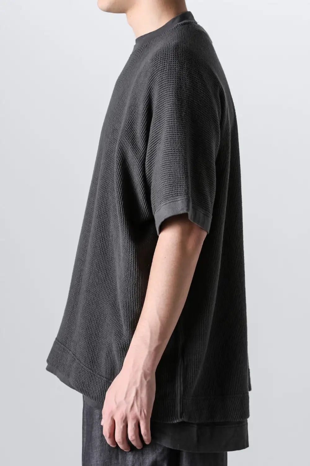 BACIC MESH TEE Cotton Mesh BLACK