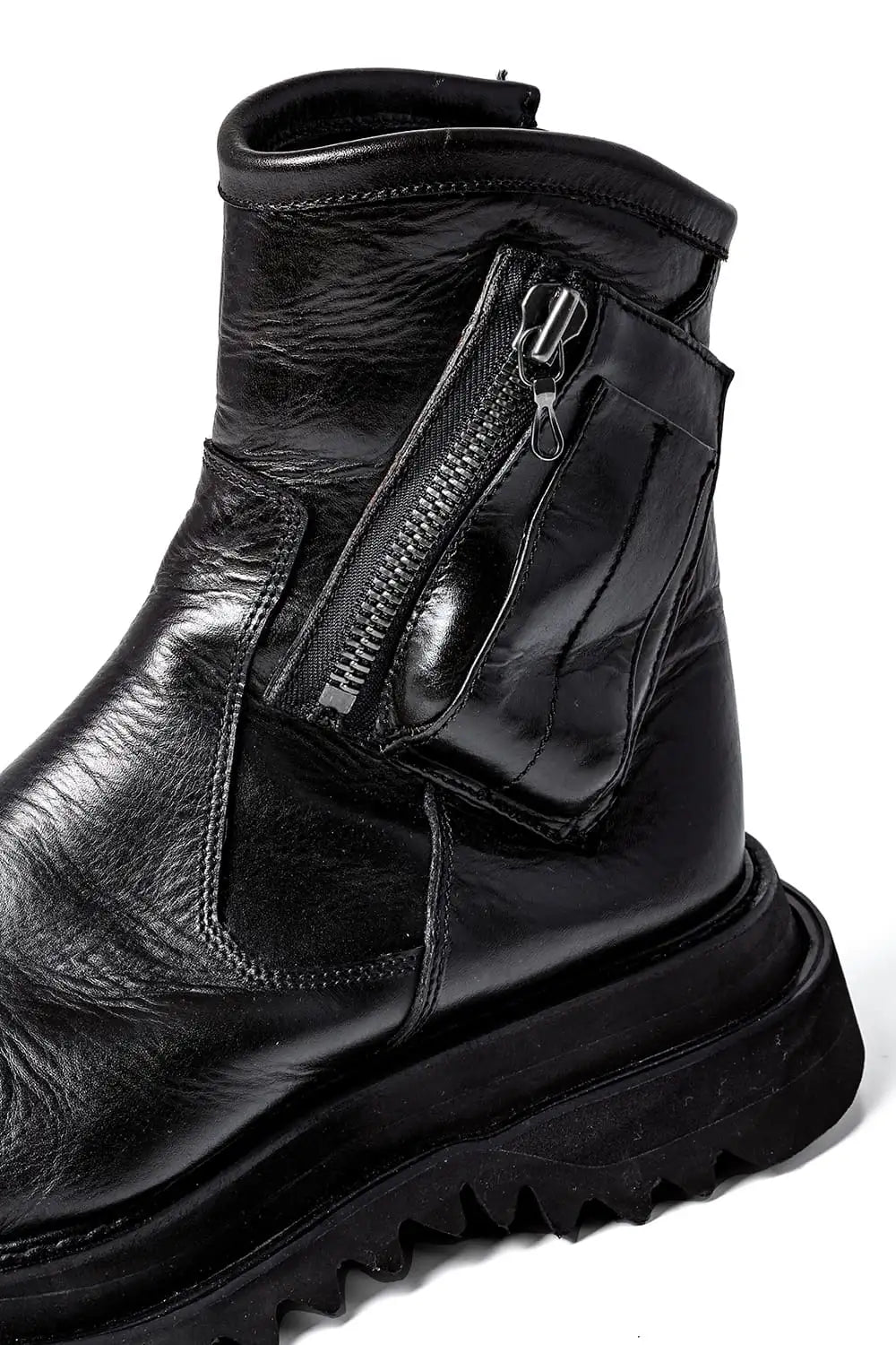 Cow Leather Side Zip Boots