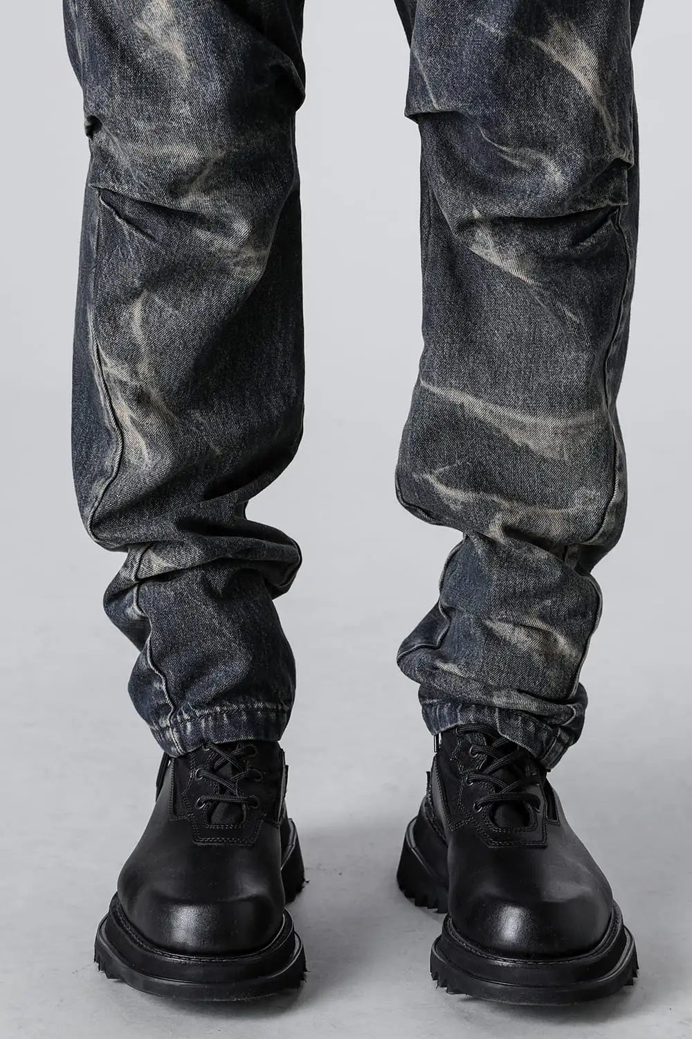 10oz Bleached Denim Wash Cargo Pants Indigo