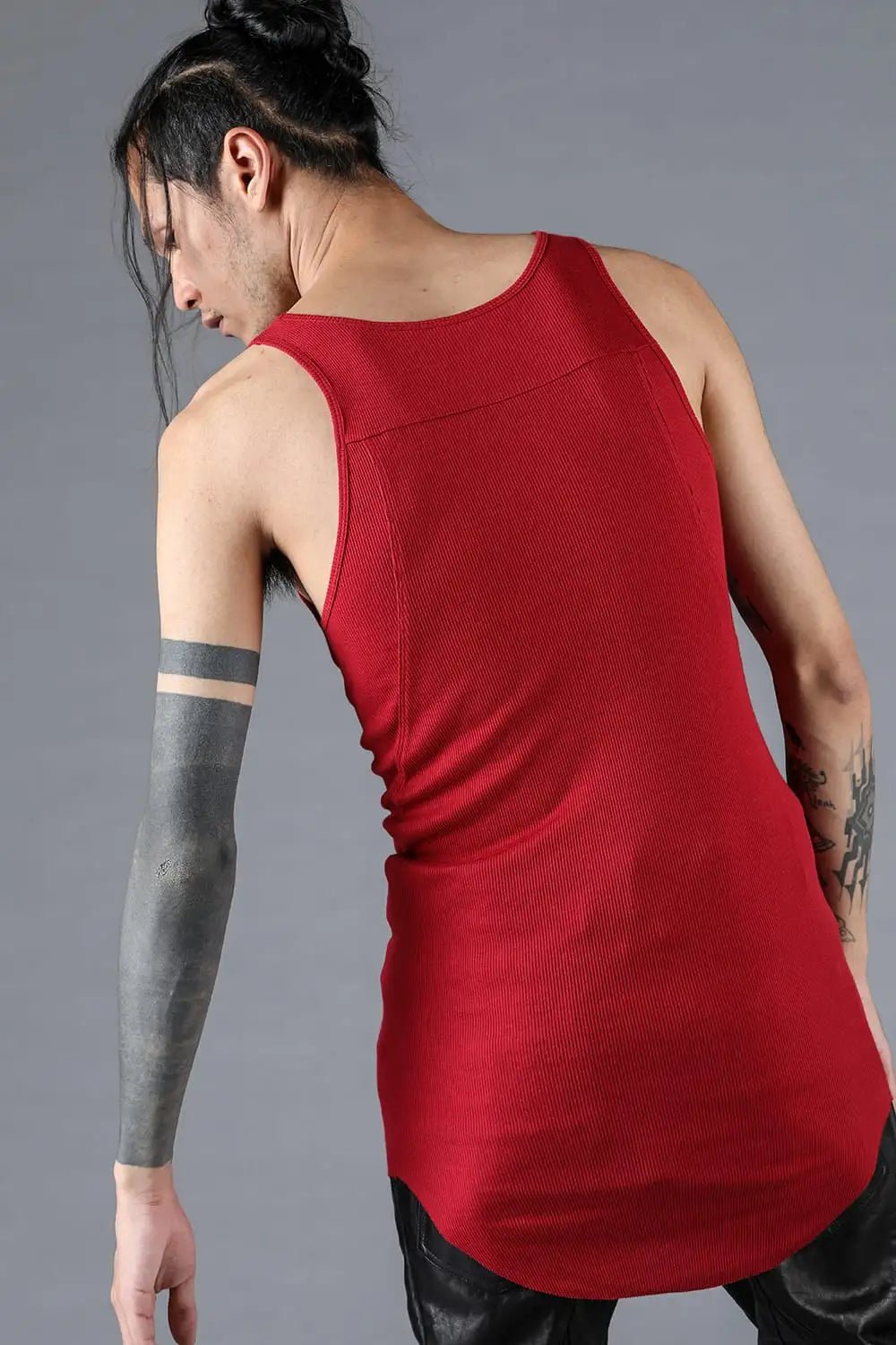 Cotton x Rayon Ribbed Tank Top Red