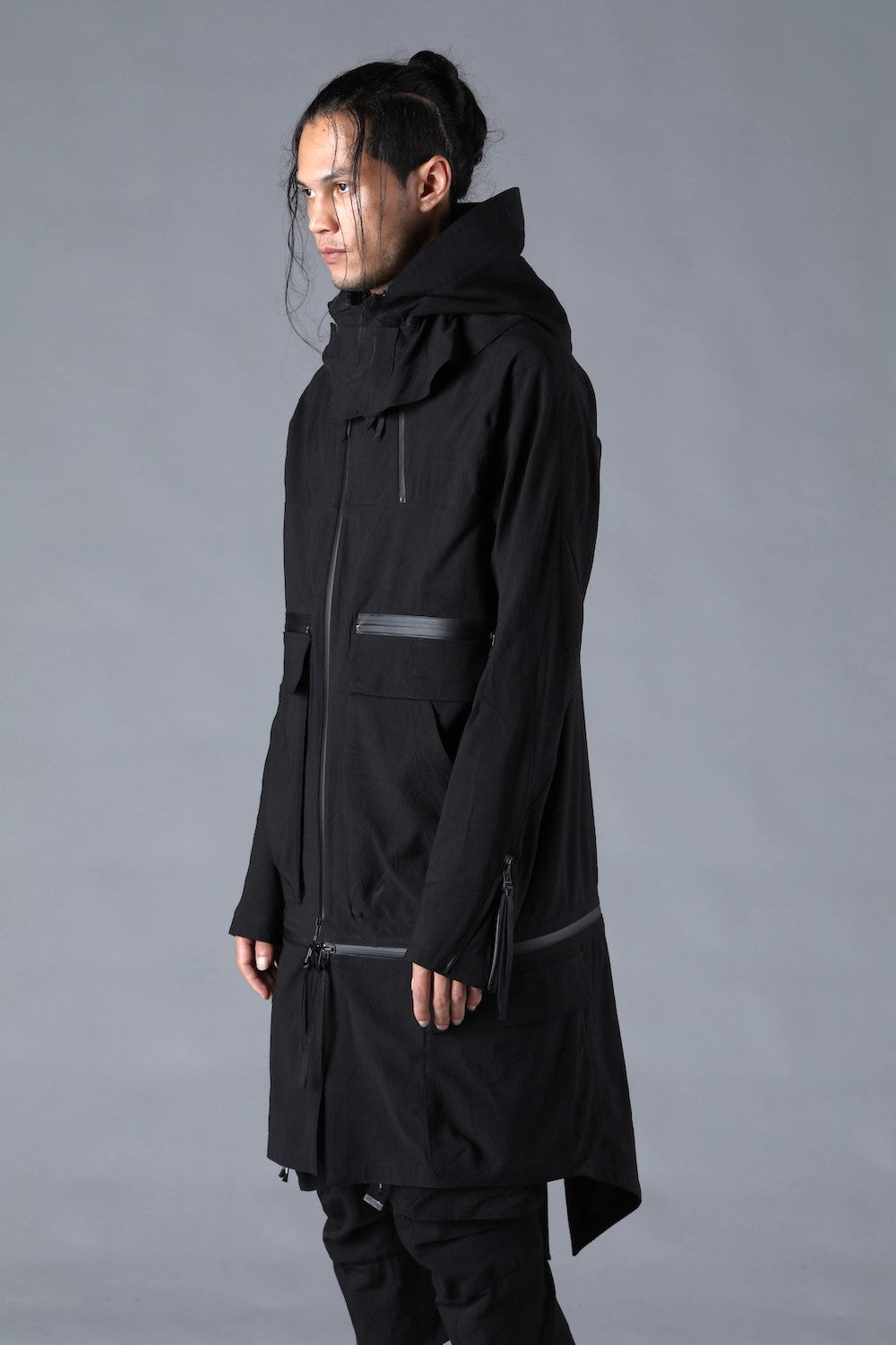 Salt-Shrunk Washed Dobby Border Military Coat