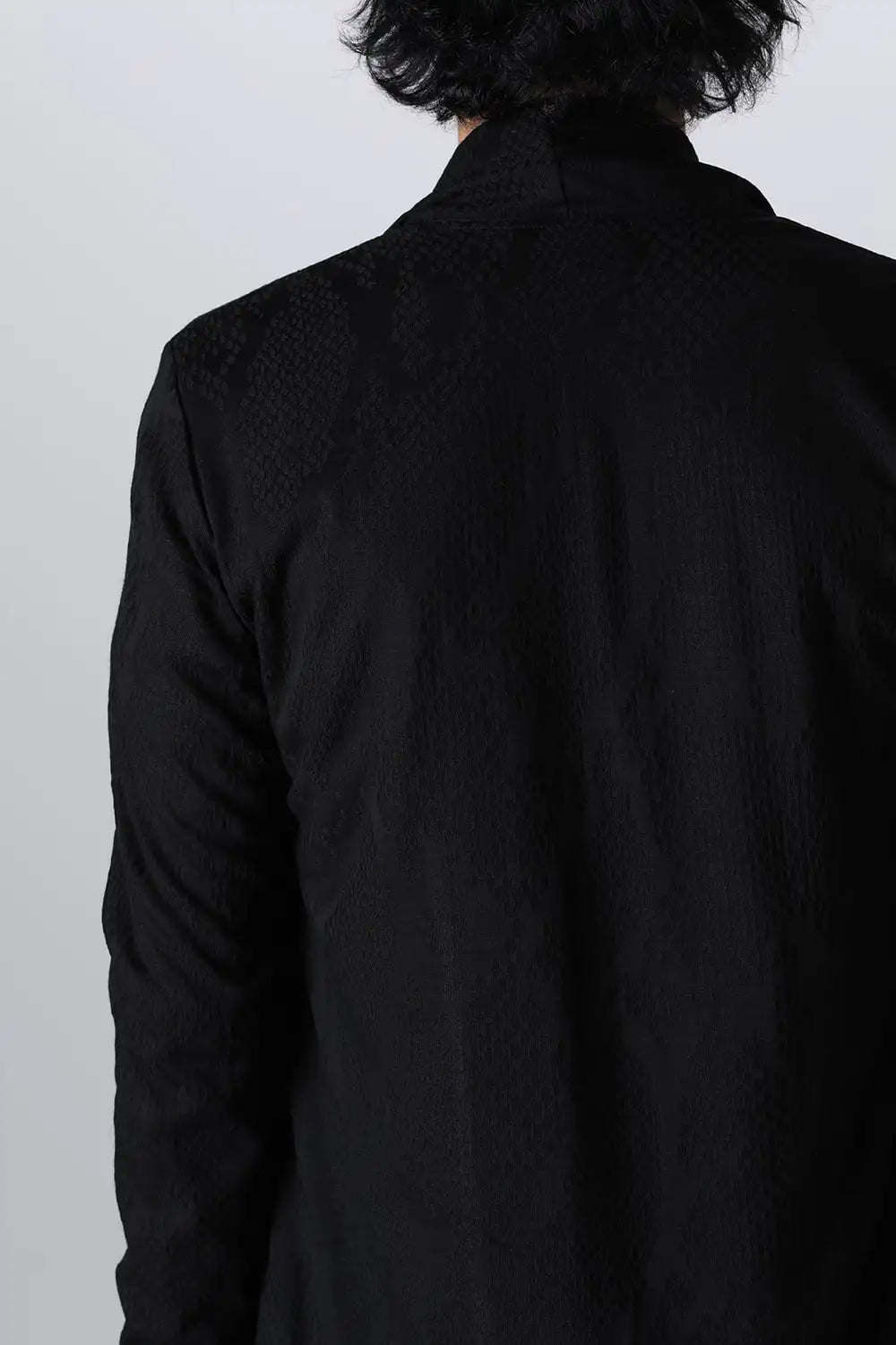 Layered Shawl Cardigan Black&Black