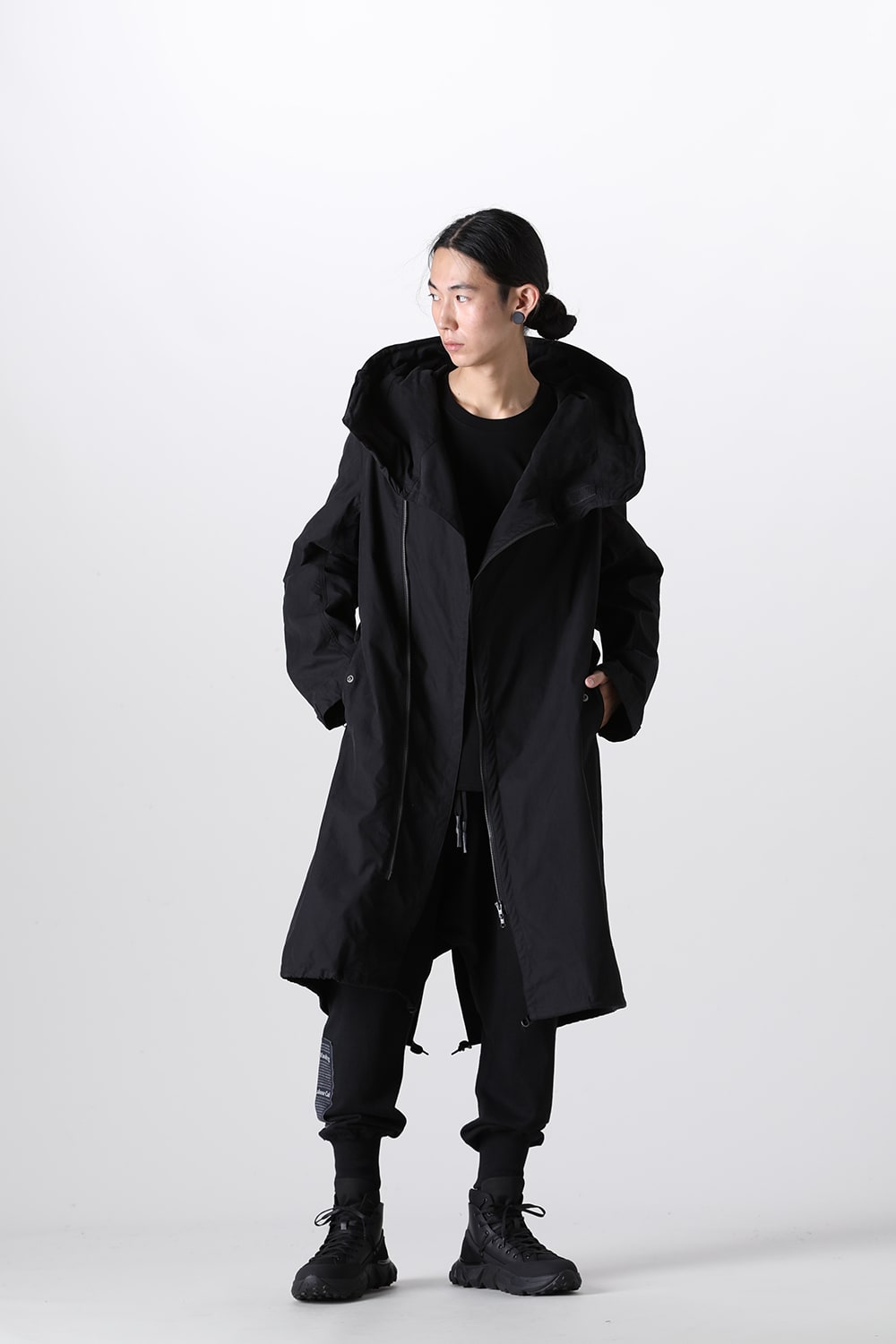 Multi Zip Military Hoodie Coat - Without Patches Black