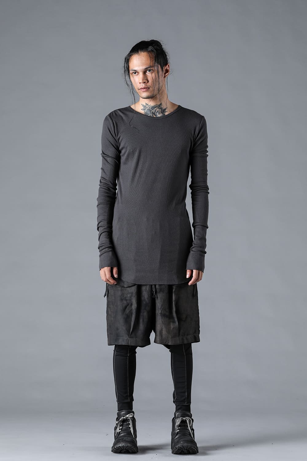 Modal x Cotton Ribbed Terry Robe Sleeve T-Shirt
