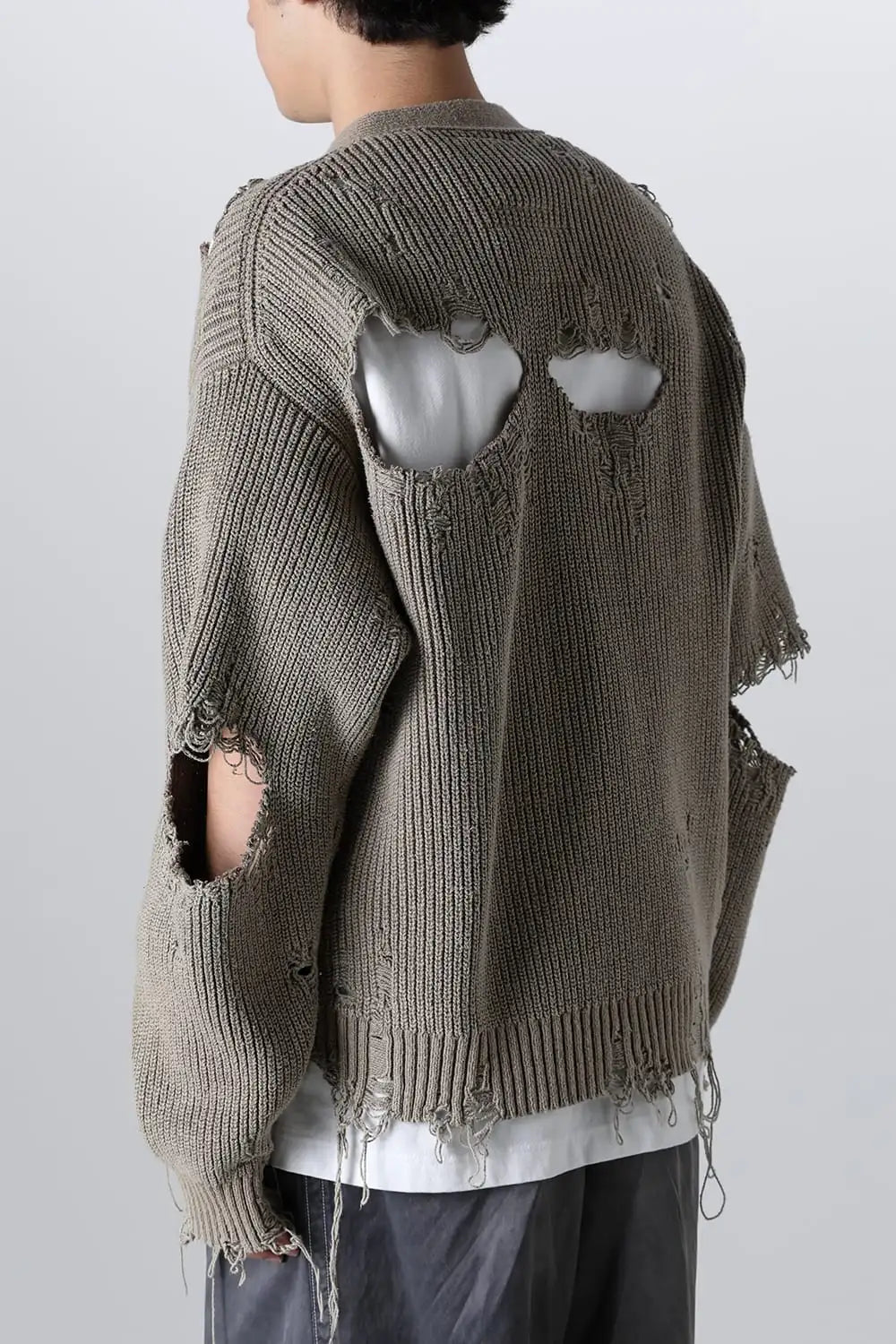 Bleached Knit Cardigan Khaki