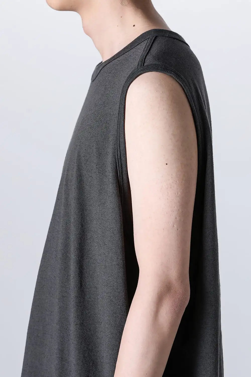 SLEEVELESS TEE Cotton Hemp Jersey BLACK