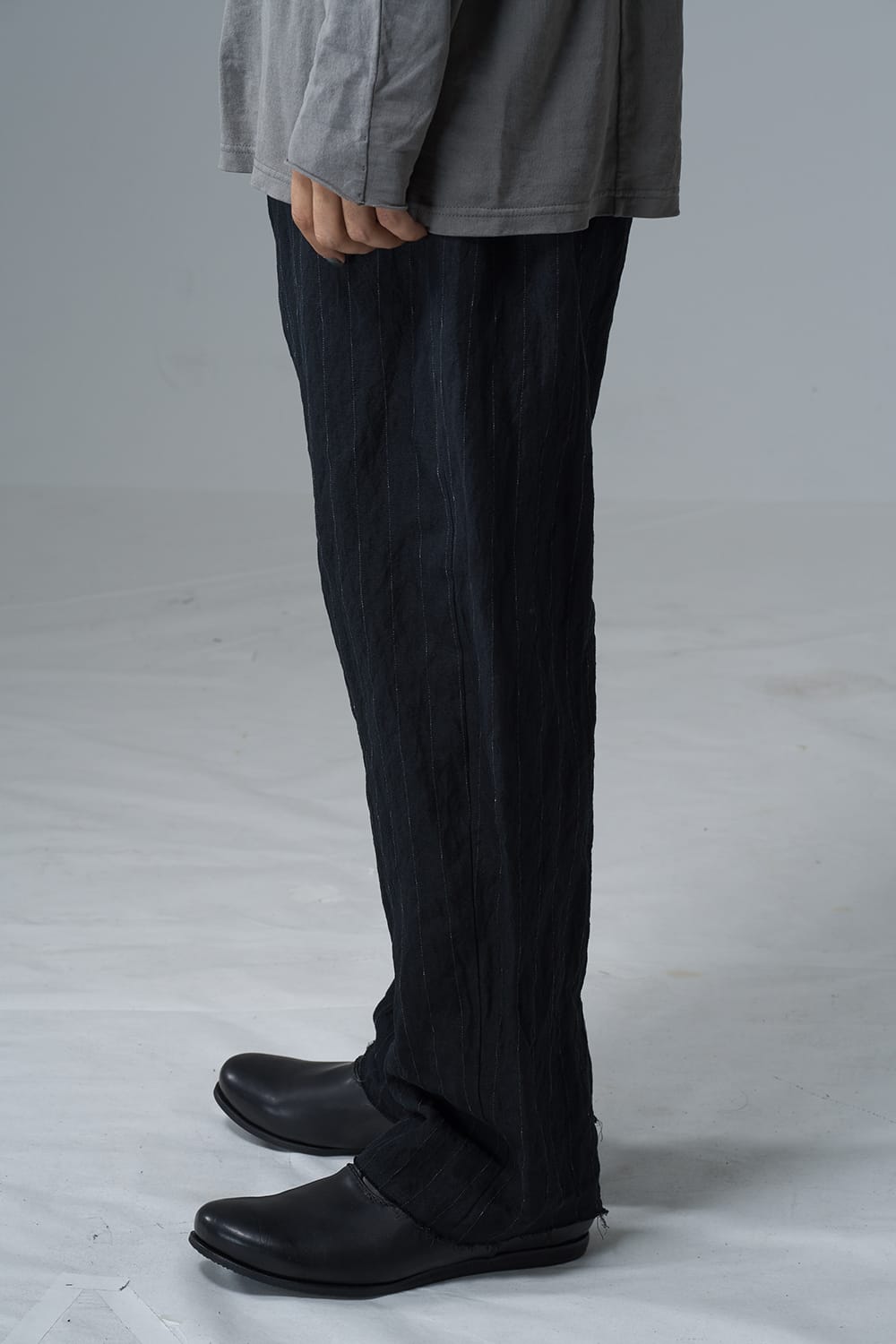 Relaxe pants cotton linen metal shrink