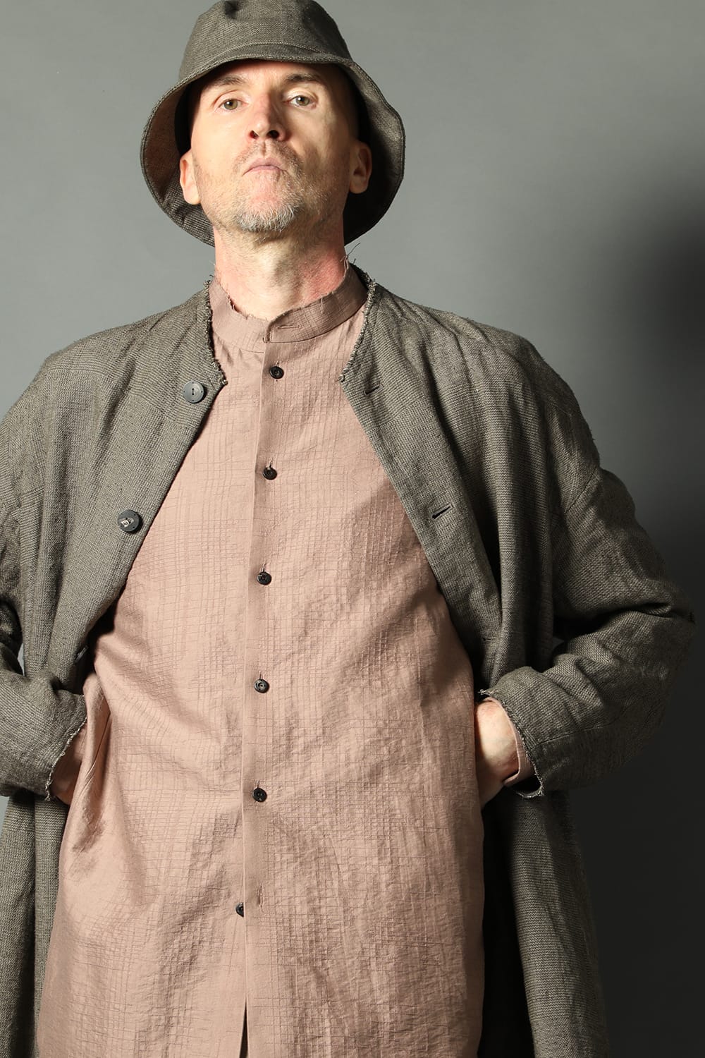 Shirt cotton / nylon Shadow jacquard  Pink Gray