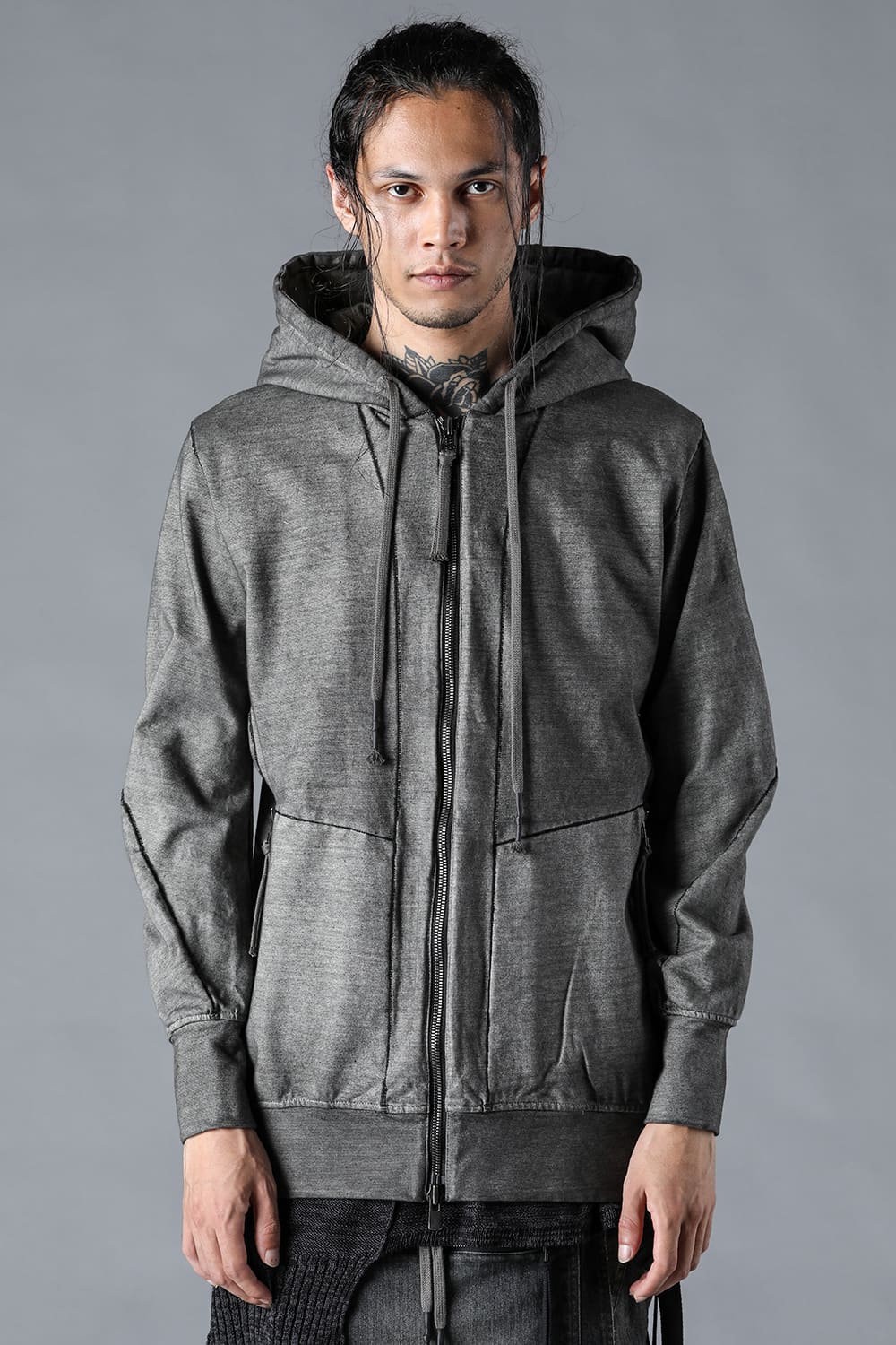 Ink-dyed Dense Knit Hooded Jacket