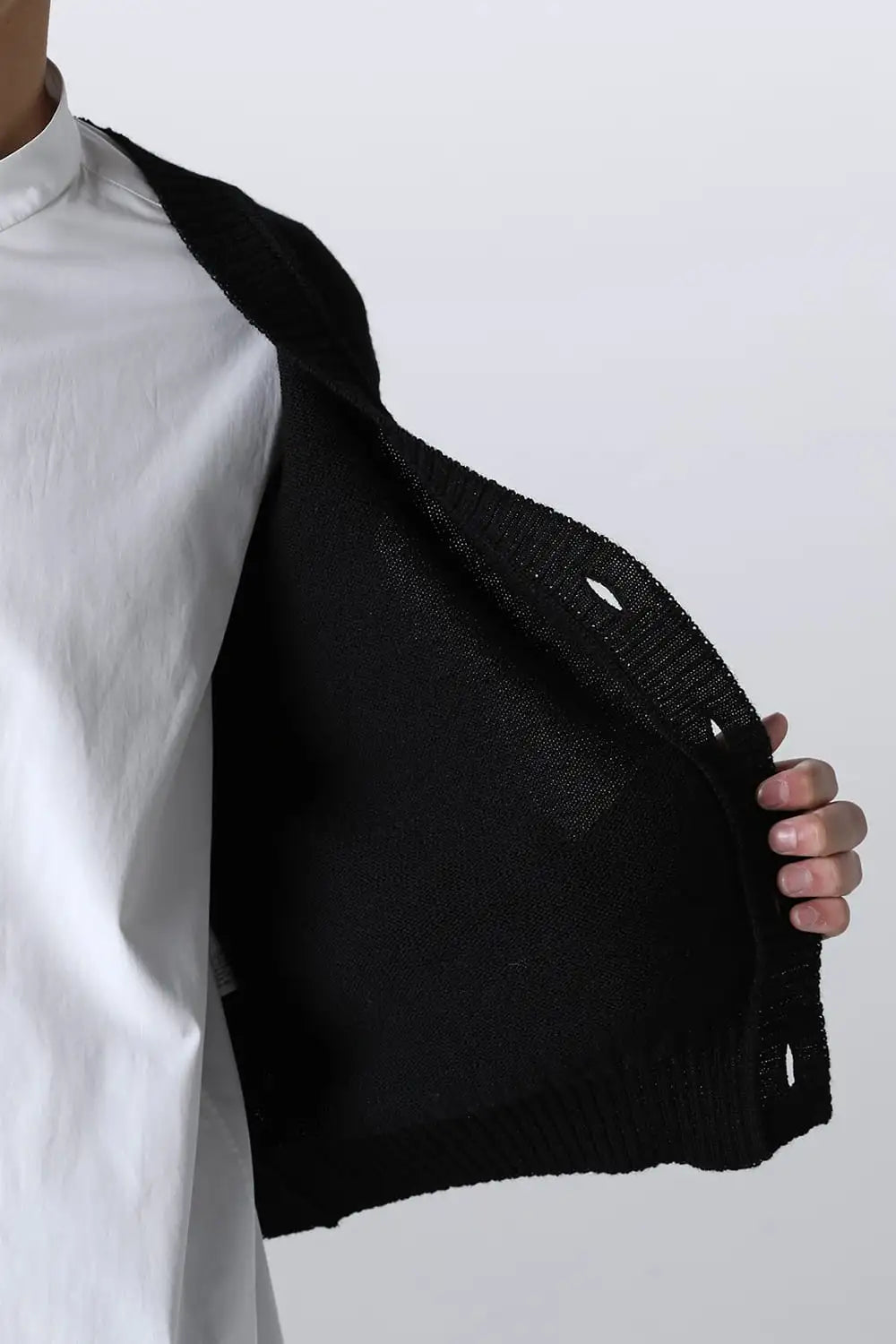 shetland wool cropped cardigan Black