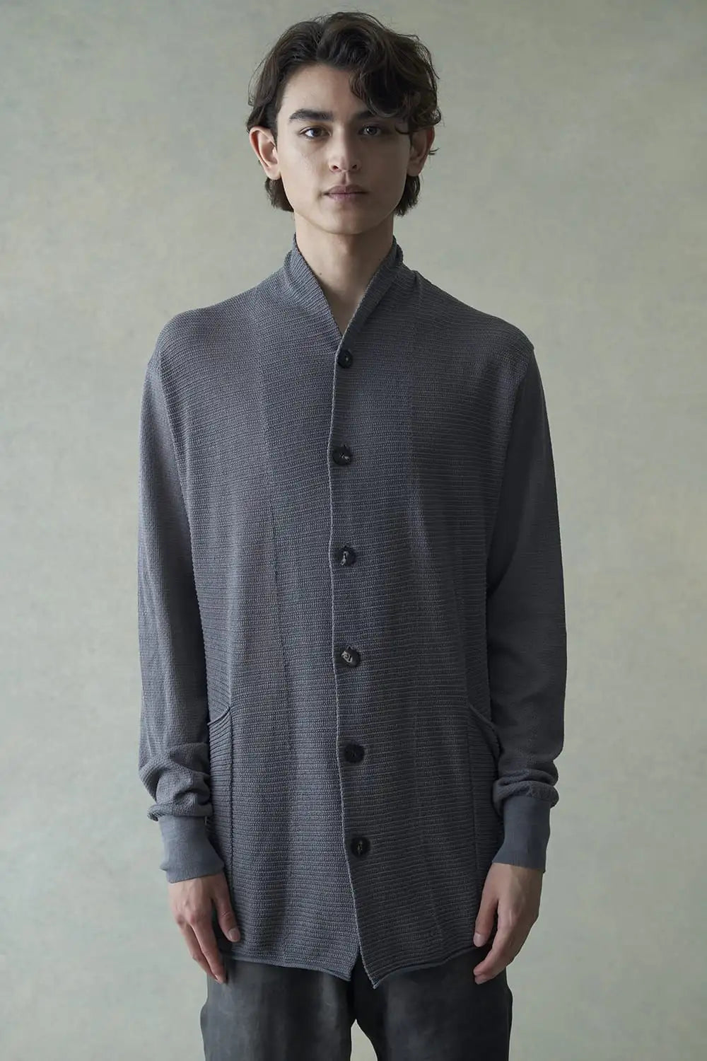 Knit cardigan cotton / linen / silk Gray