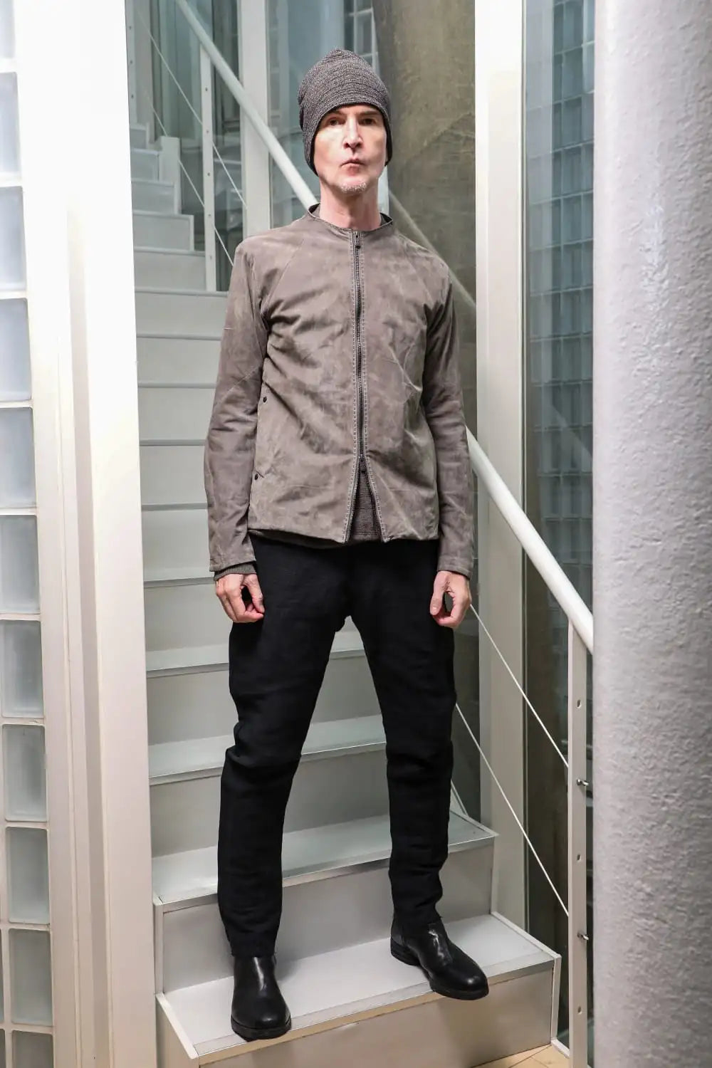 Jacket soft nubuck cow leather Sand Gray