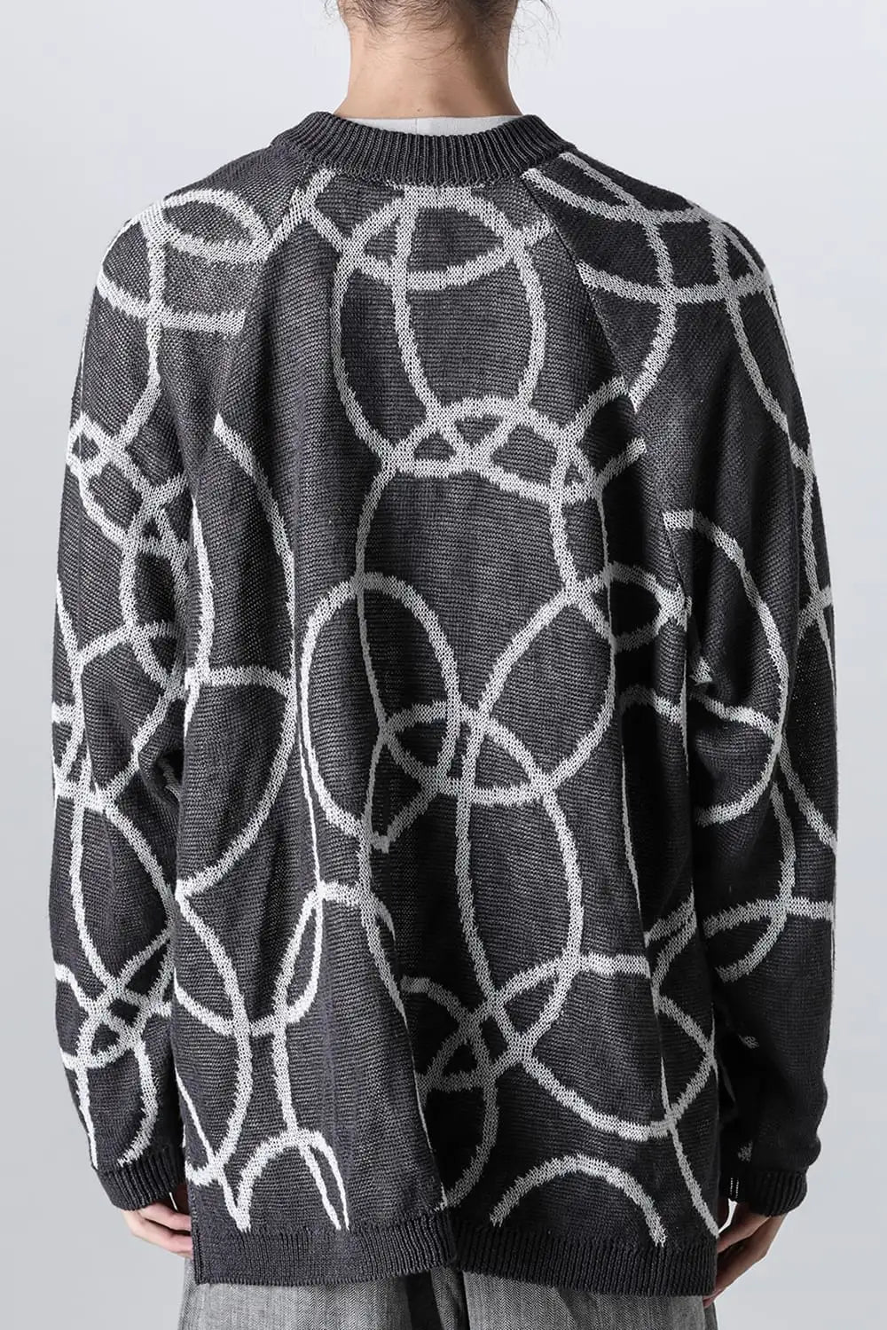 KNITTED CREW NECK Hemp yarn 7gg DK GREY