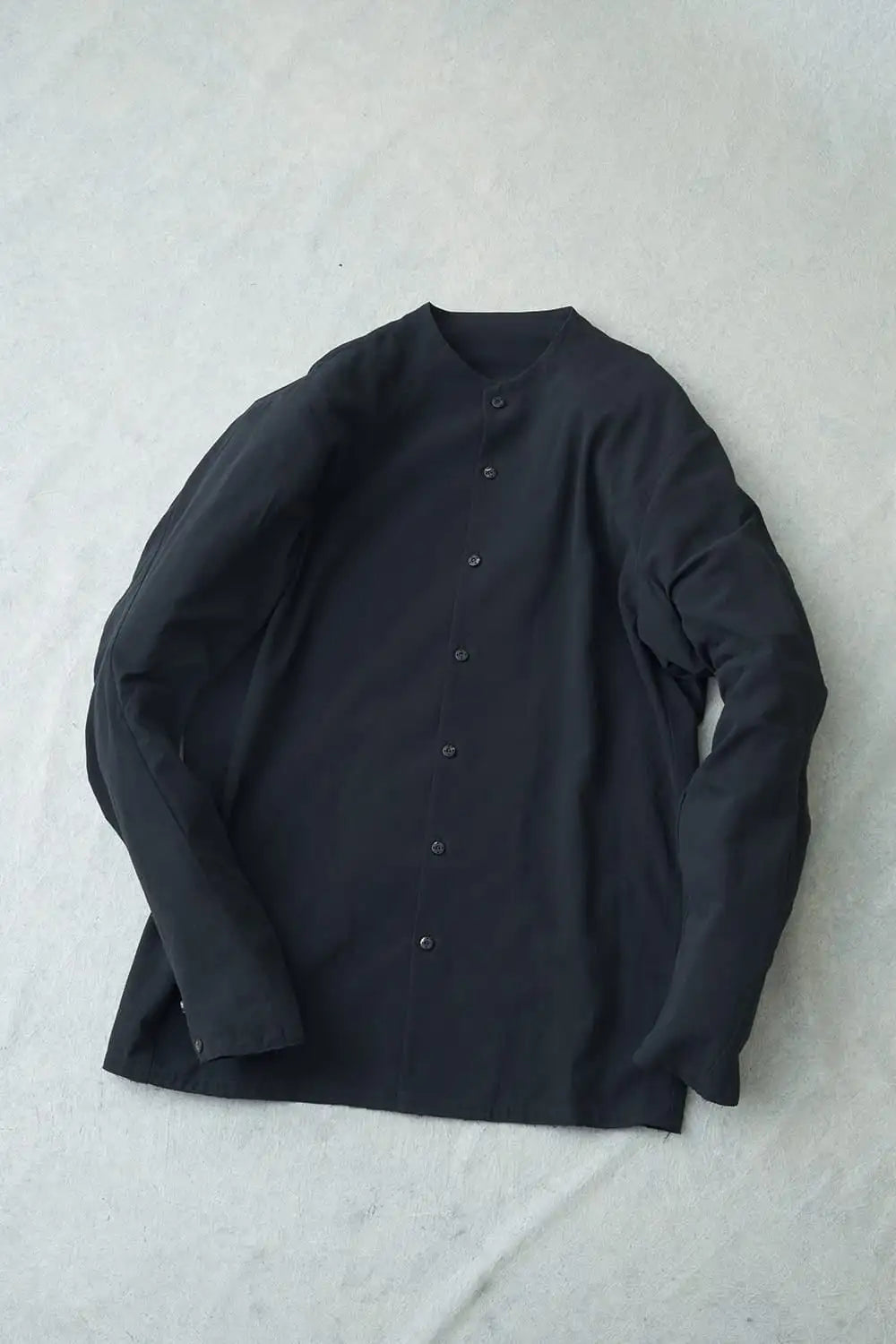 ノーカラーシャツ コットンリネン