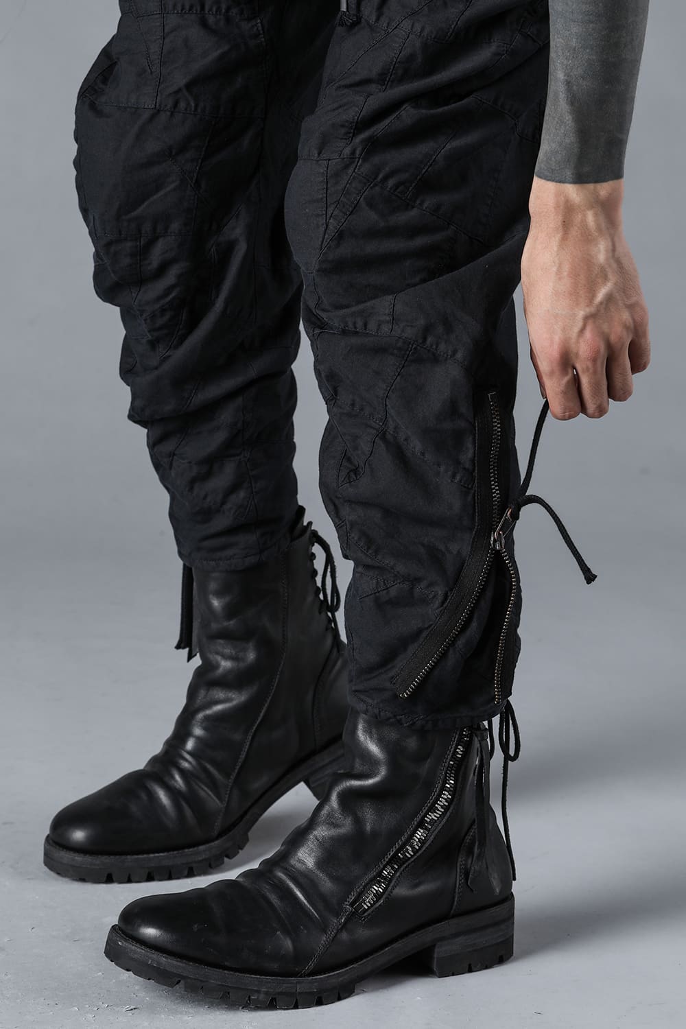 Patchwork Zip Adjustable Tapered Cropped Pants