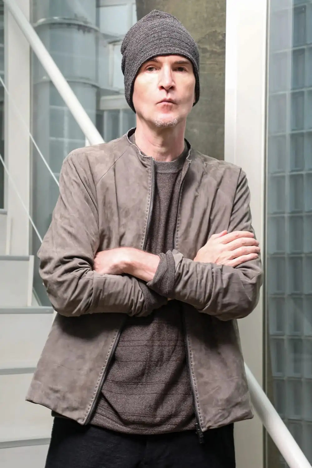 Jacket soft nubuck cow leather Sand Gray