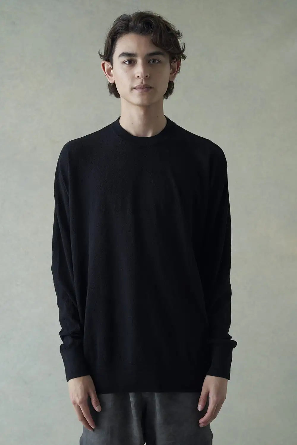 プルオーバーニット コットンリネンシルク Black