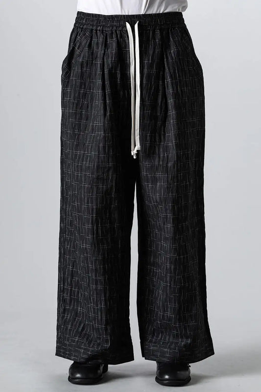 WIDE PANTS Fine Kasuri Shirting BLACK