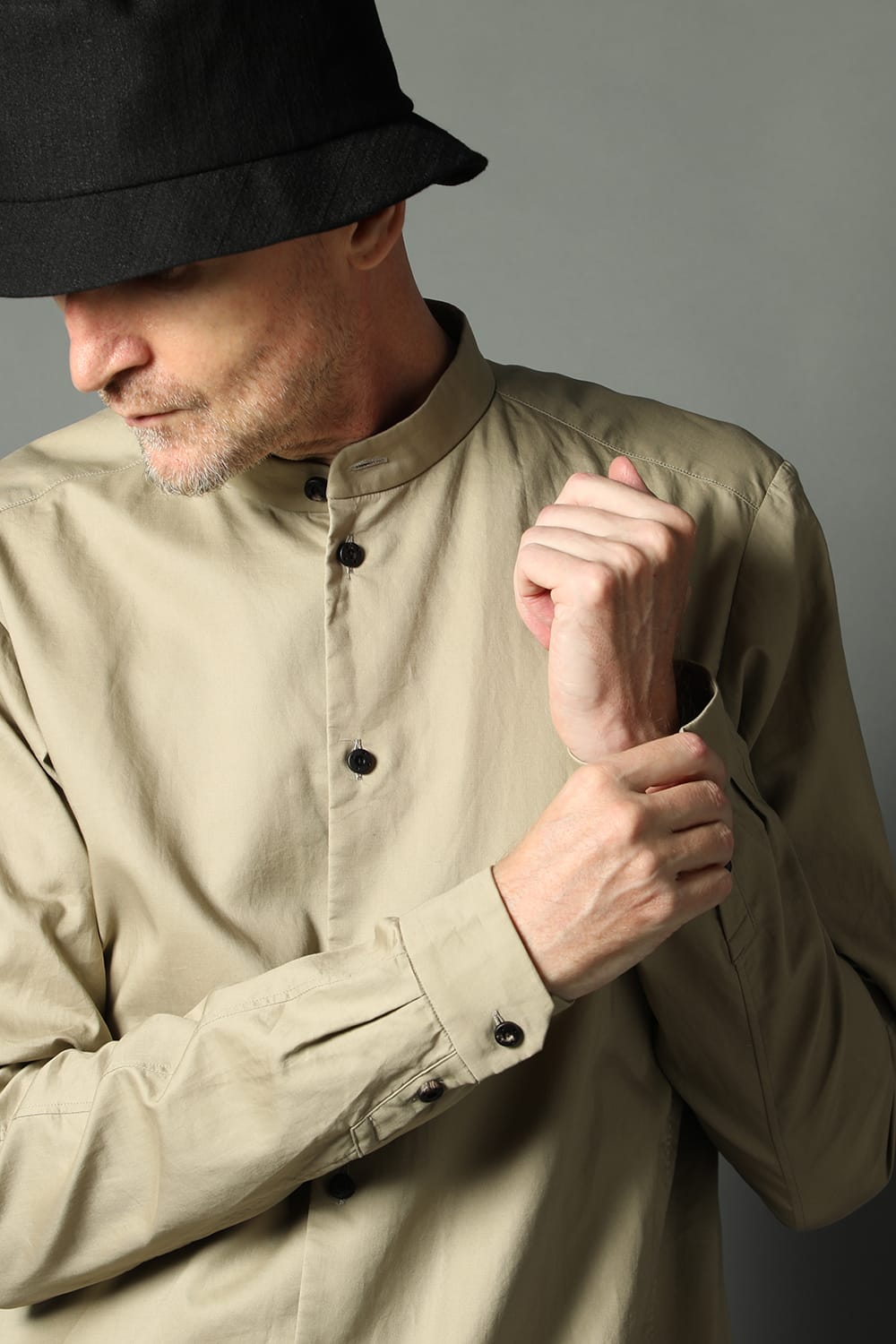 シャツ 200/2 コットン ダブルウィーブ  ベージュ