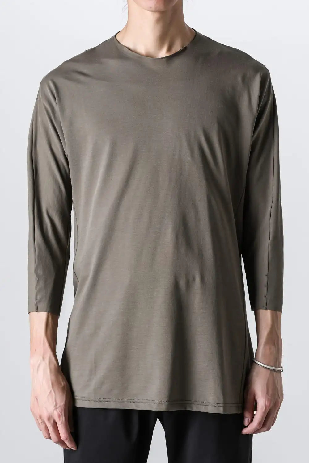 Eight-quarter sleeve high twist jersey Olive