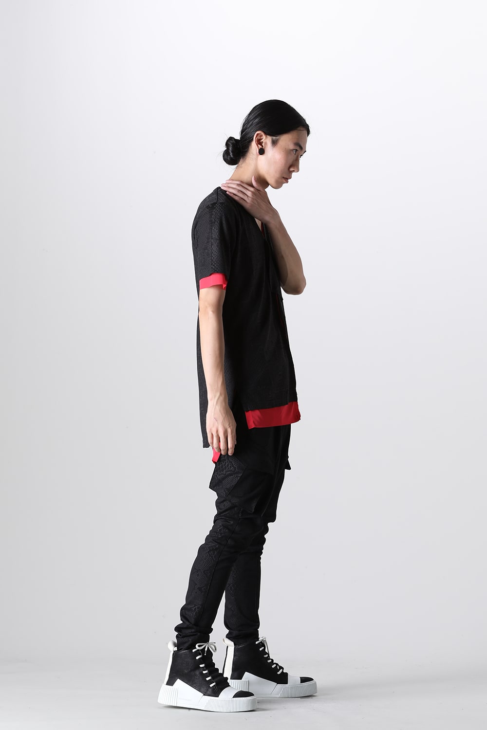 Layered Petit Frill T-Shirt Black&Red