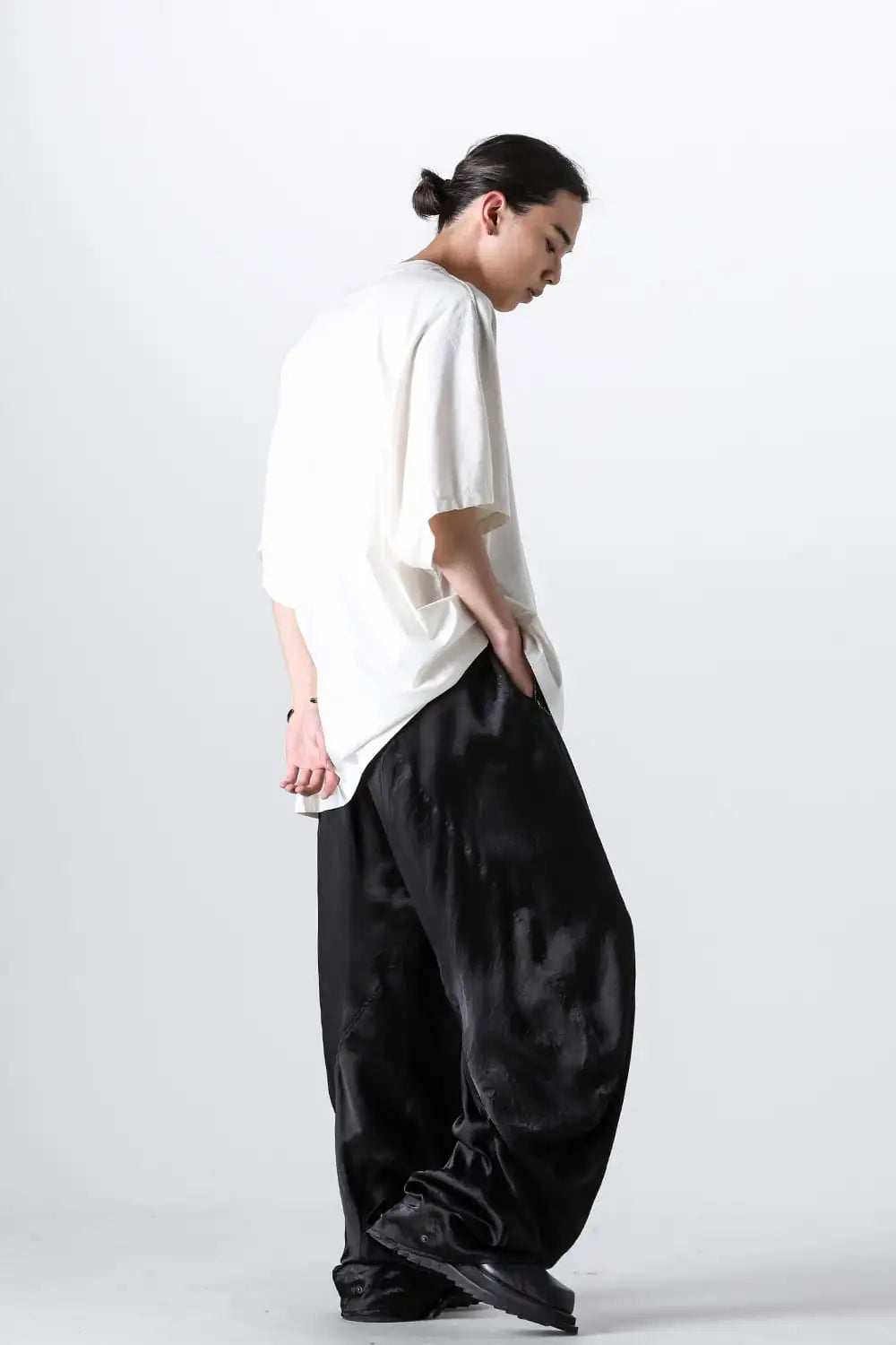 Acetate Vintage Satin Twisted Wide Pants