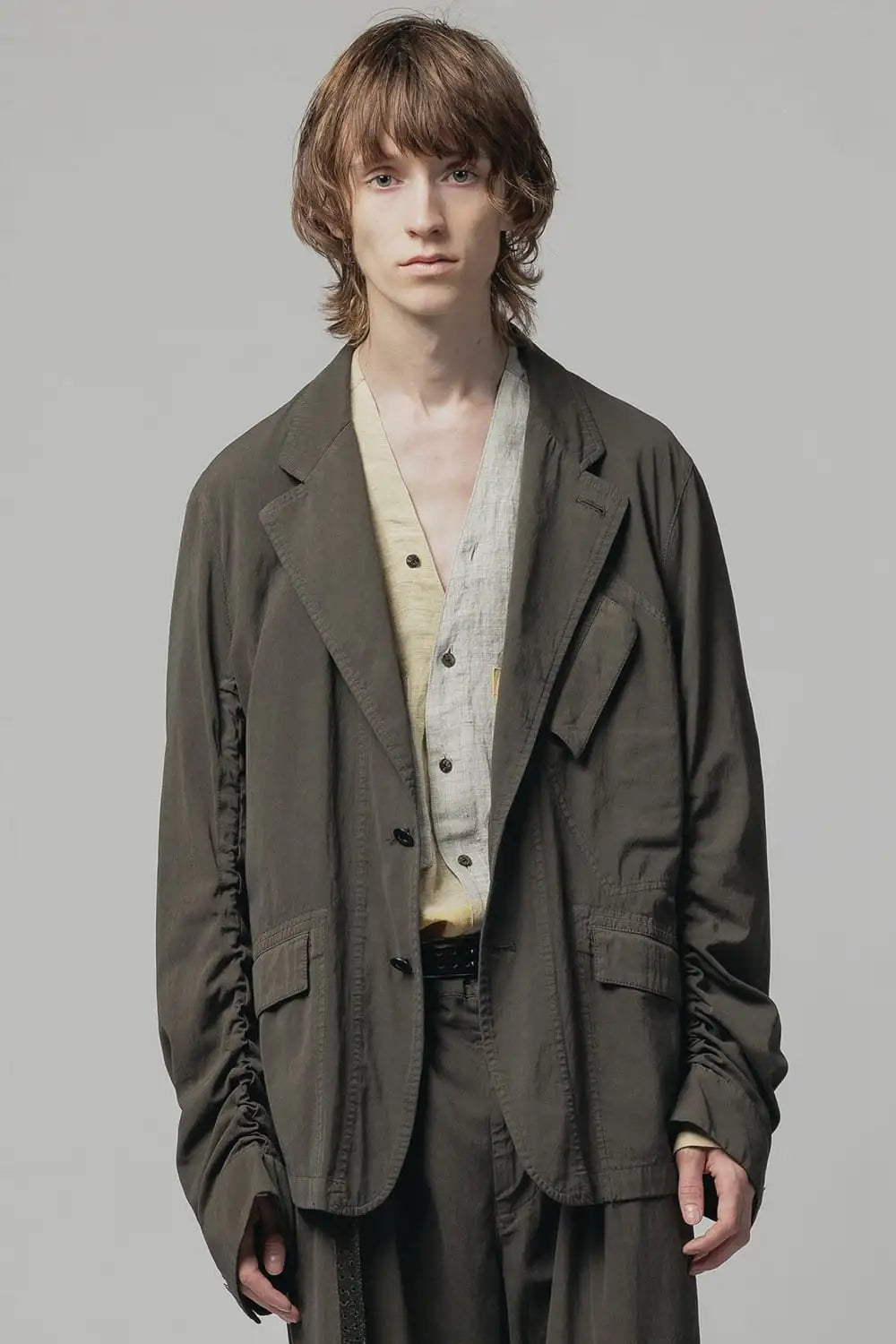 強撚ドライコットン ジャケット  オリーブドラブ