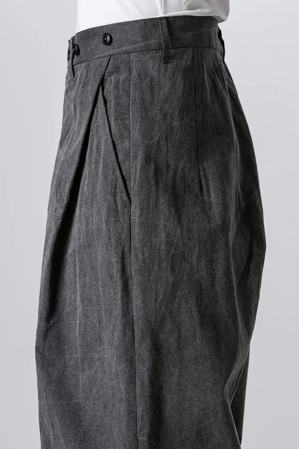 Side Tucked Wide Straight Trousers Sumi Black