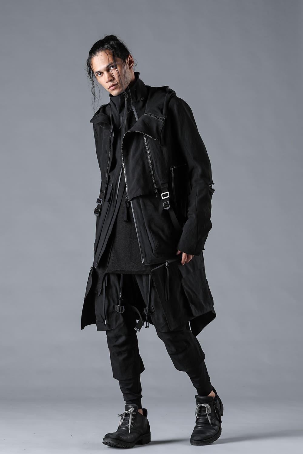 Salt-Shrunk Washed Dobby Border Military Coat