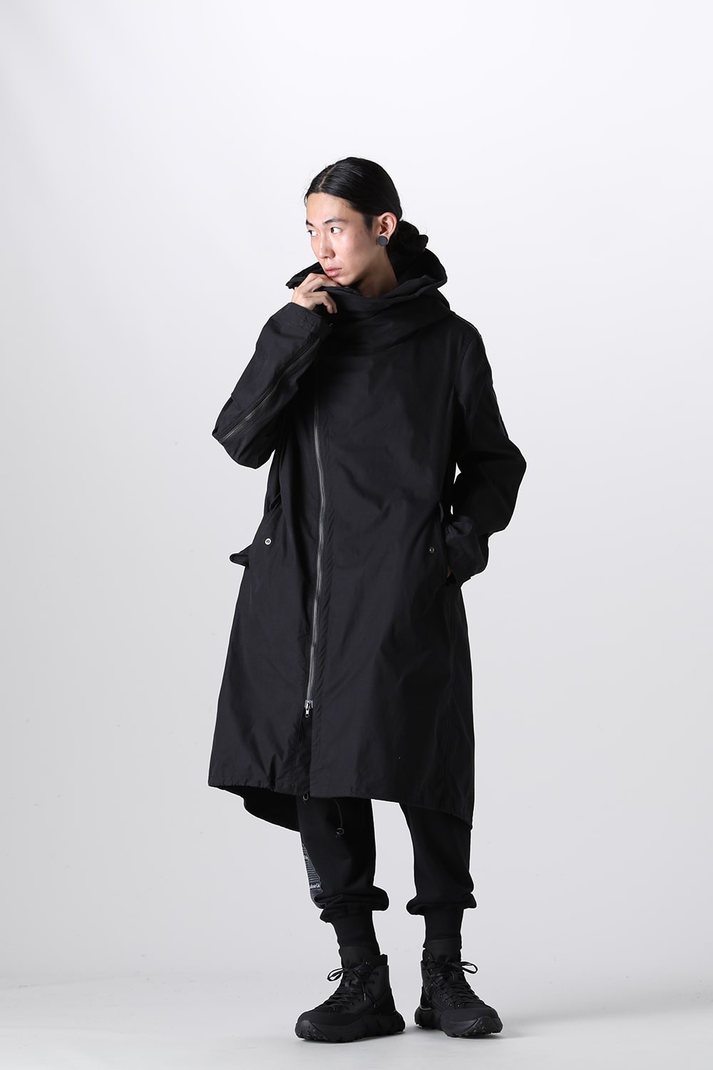 Multi Zip Military Hoodie Coat - Without Patches Black