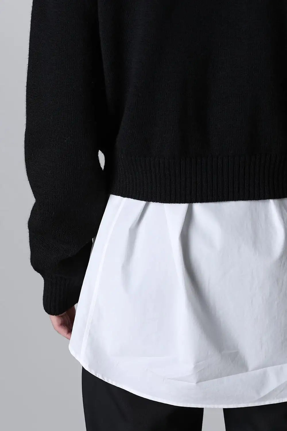 shetland wool cropped cardigan Black