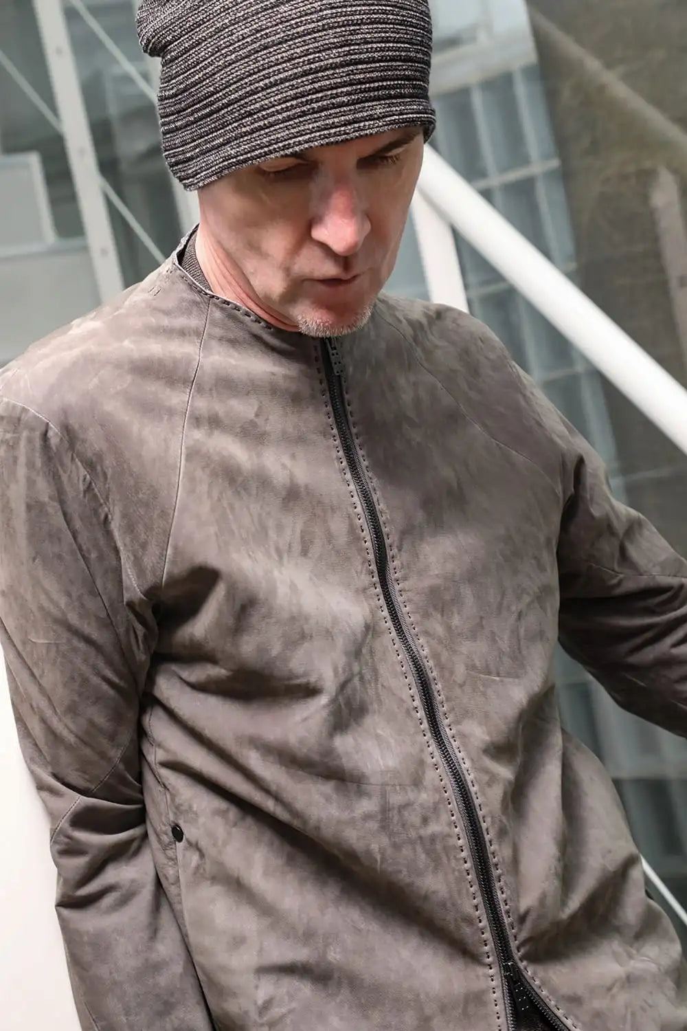 Jacket soft nubuck cow leather Sand Gray