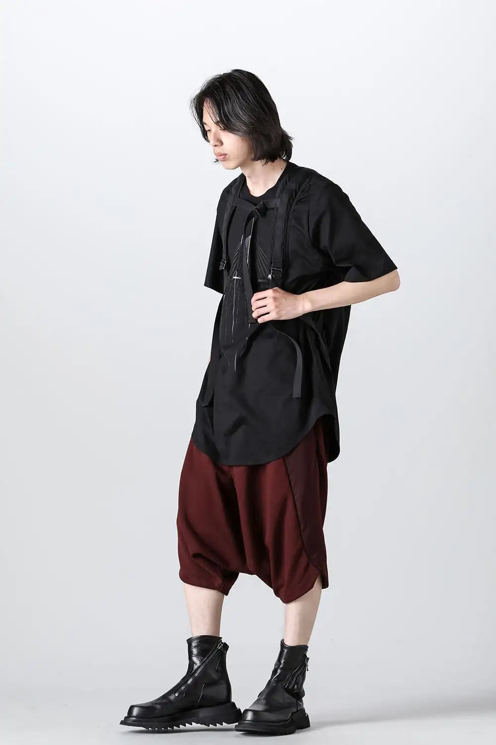 Cotton Sweat Sarouel Short Pants Blood