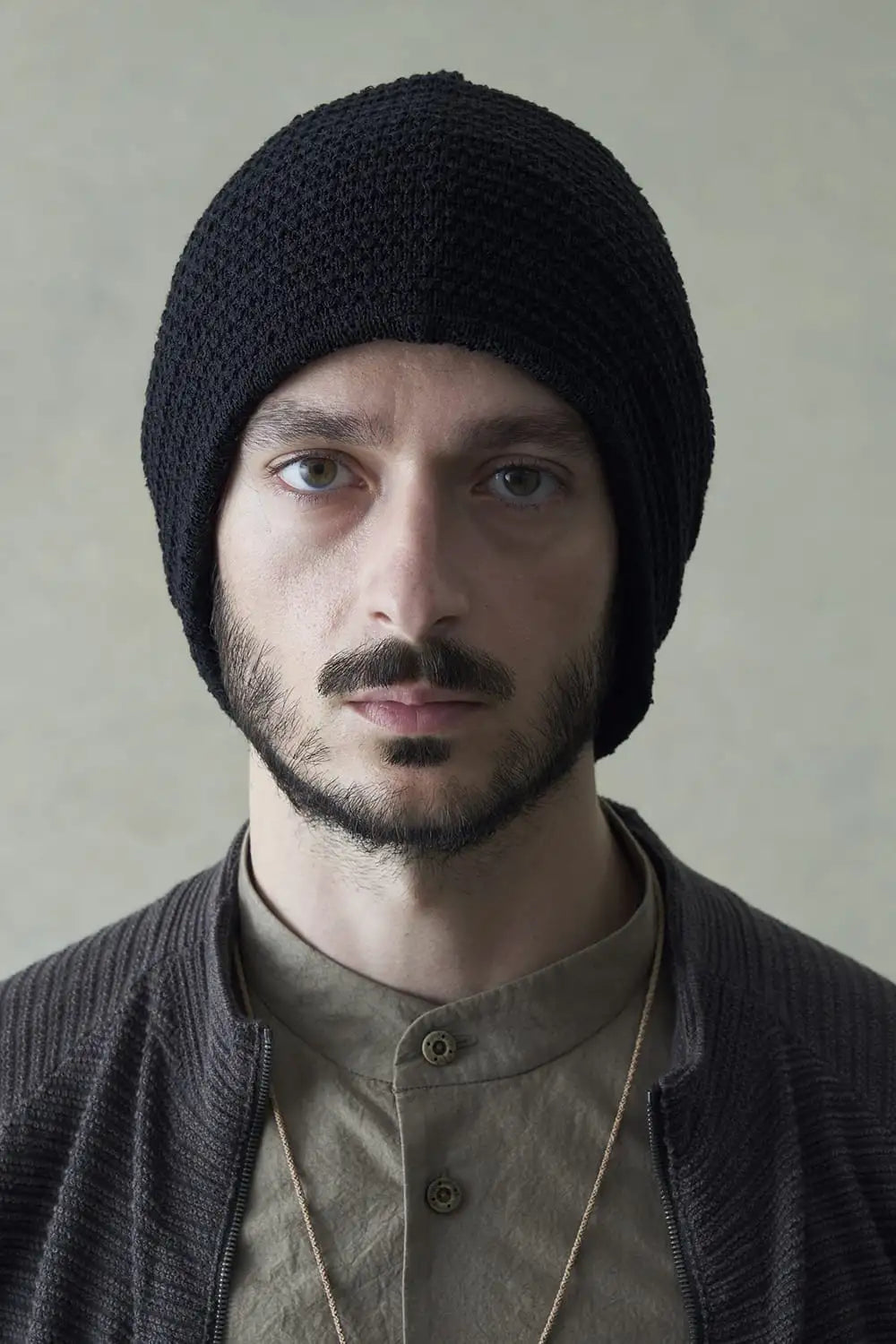 Knit cap cotton / nylon / linen Black