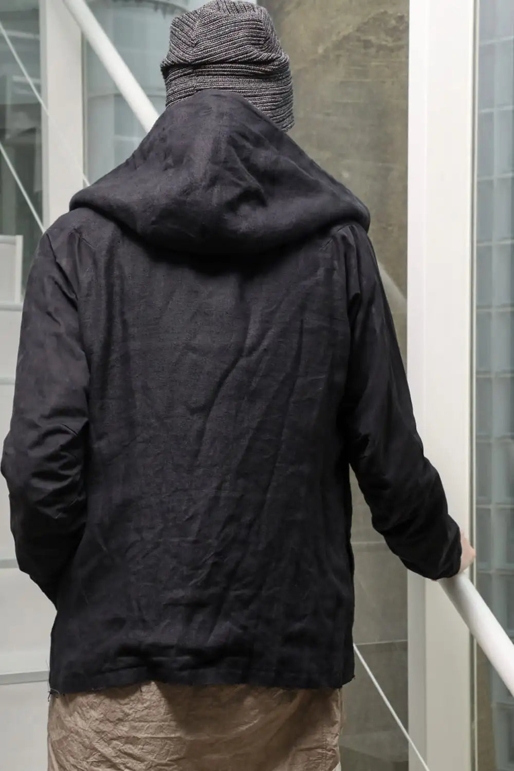 Hooded jacket soft nubuck cow leather