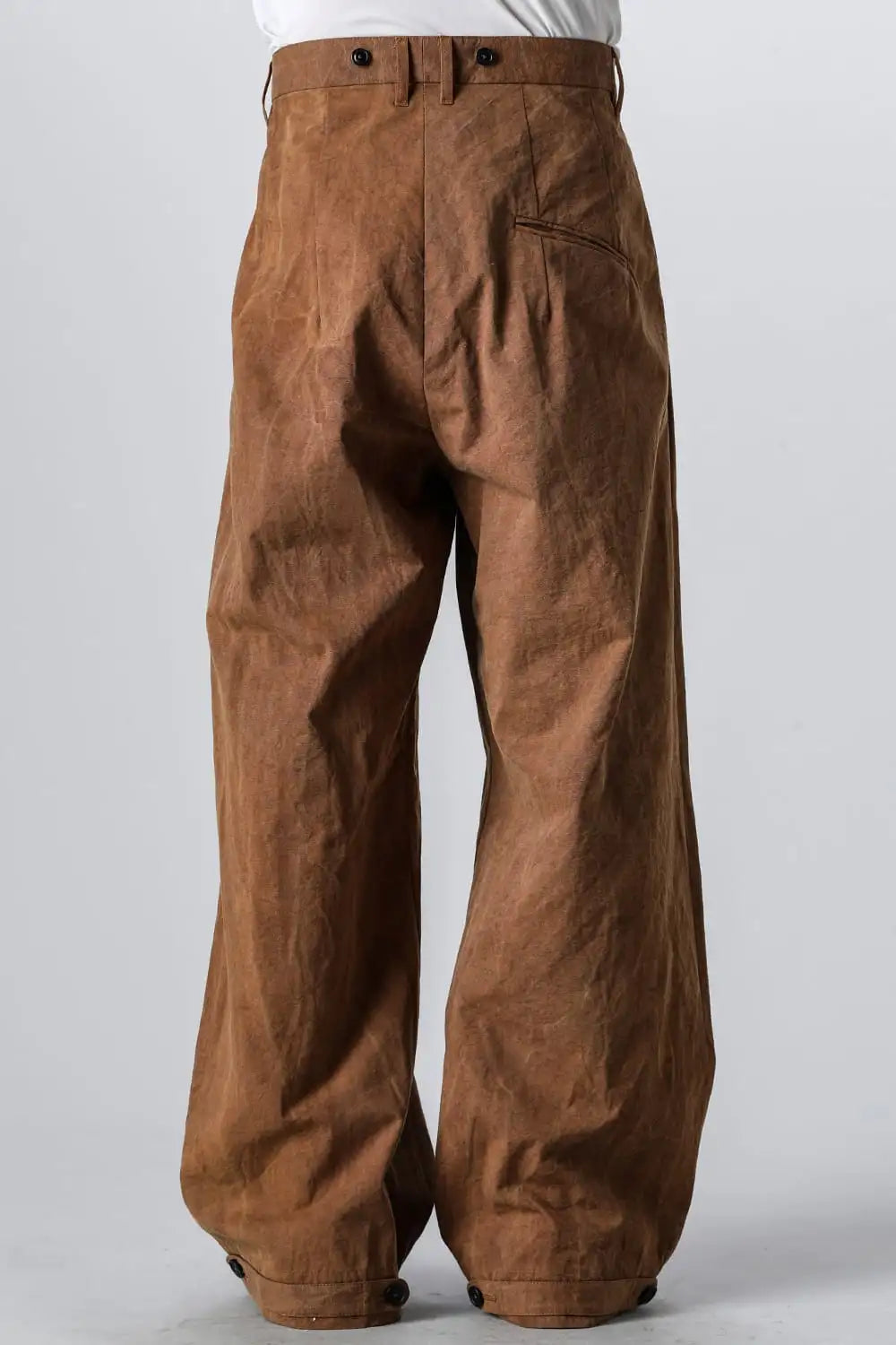 Side Tucked Wide Straight Trousers Kakishibu Brown