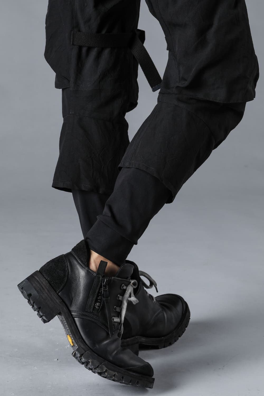 塩縮ワッシャードビーボーダーレイヤードカーゴパンツ