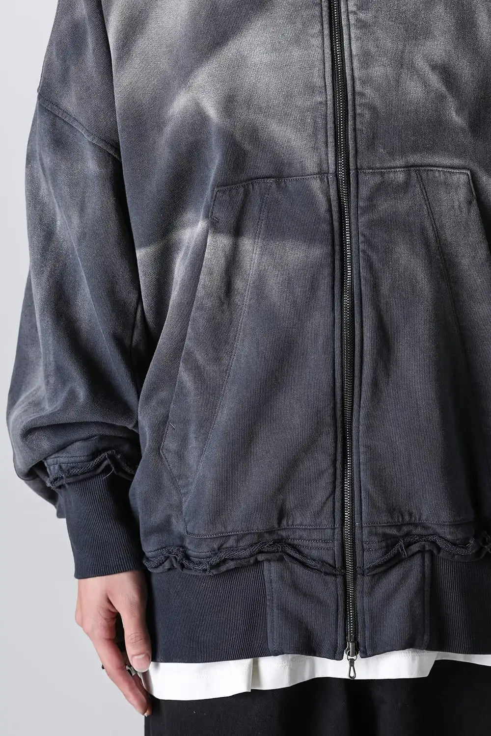 Faded Garment Wash Sweat Hoodie Black