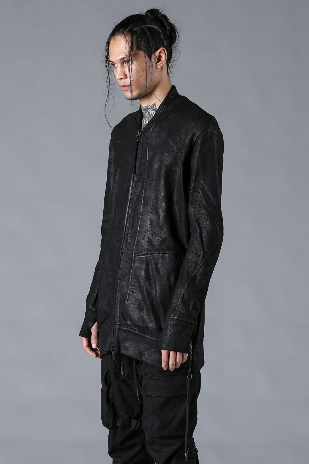 Untwisted Fleece-Line Coated Bomber Jacket