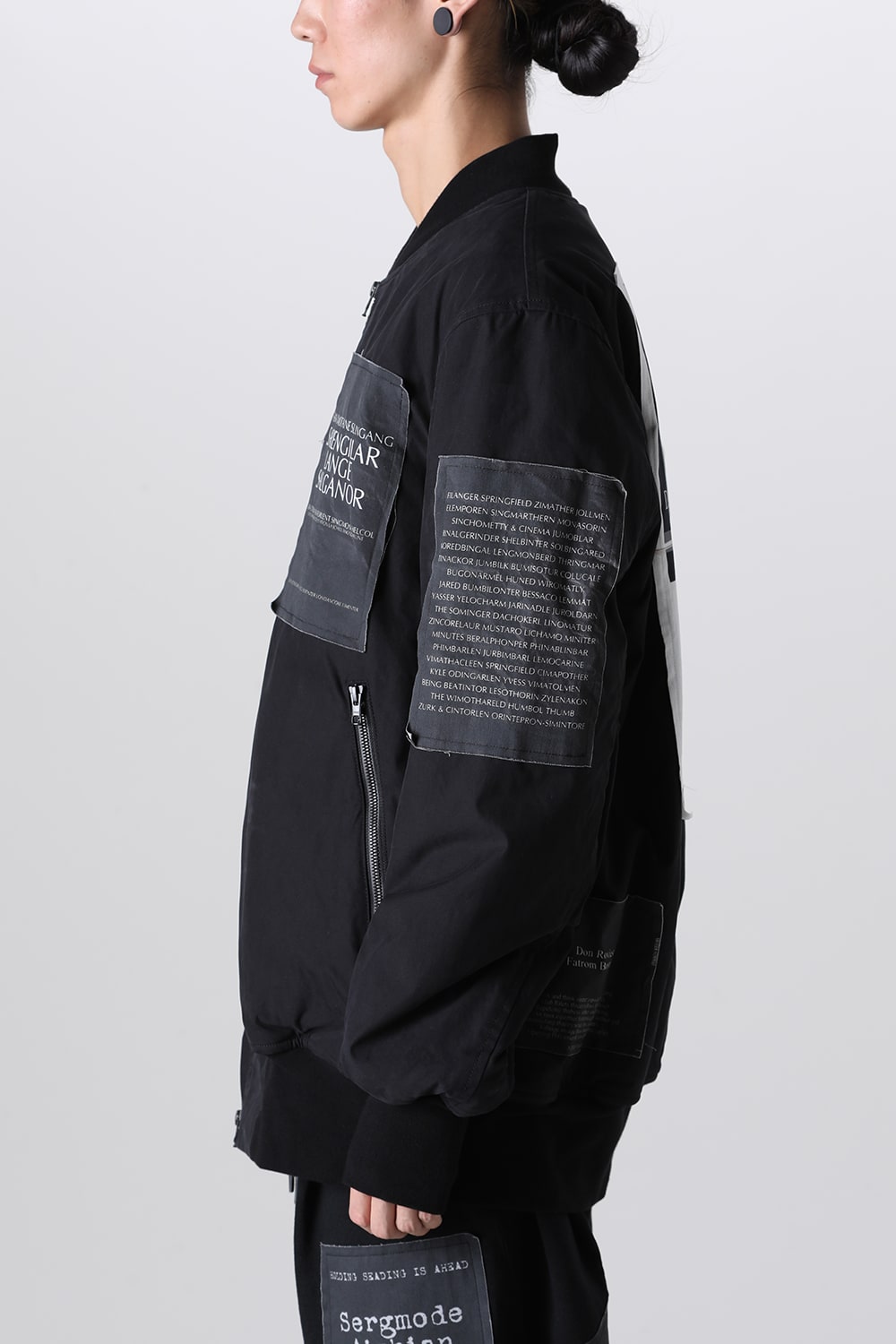 Oversized Bomber Jacket w/Printed Patches