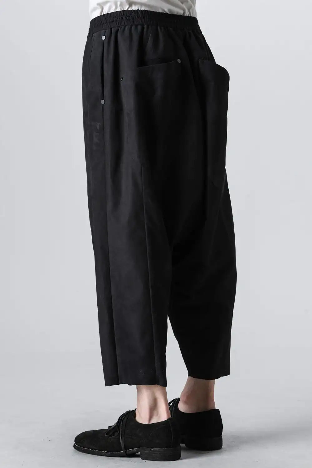 Relaxed pants soft nubuck cow leather Black