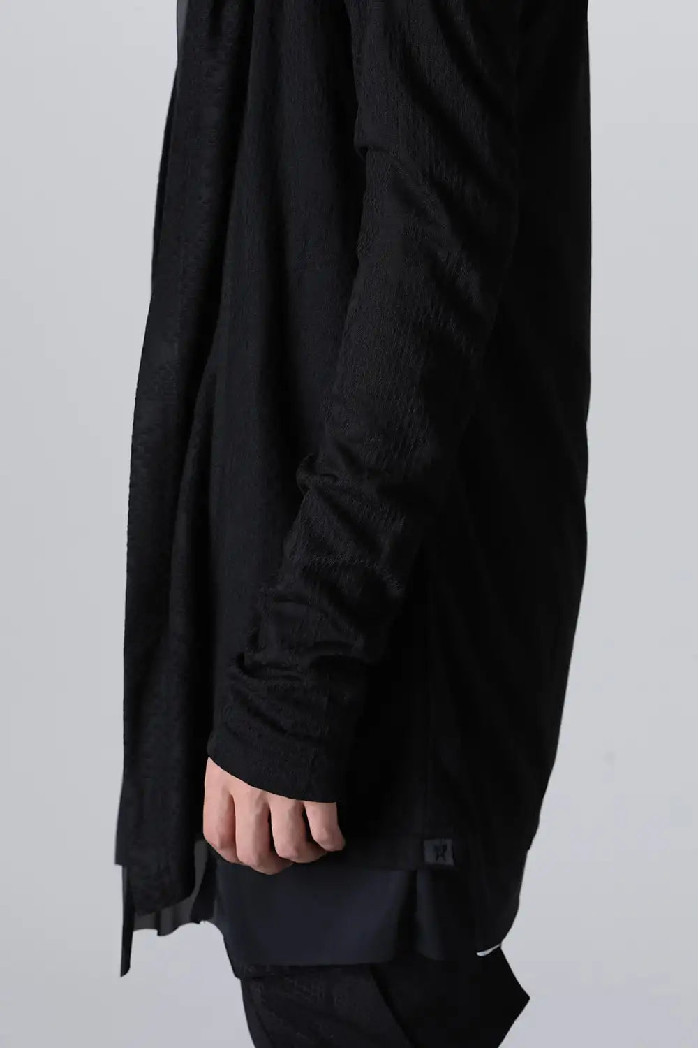 Layered Shawl Cardigan Black&Black