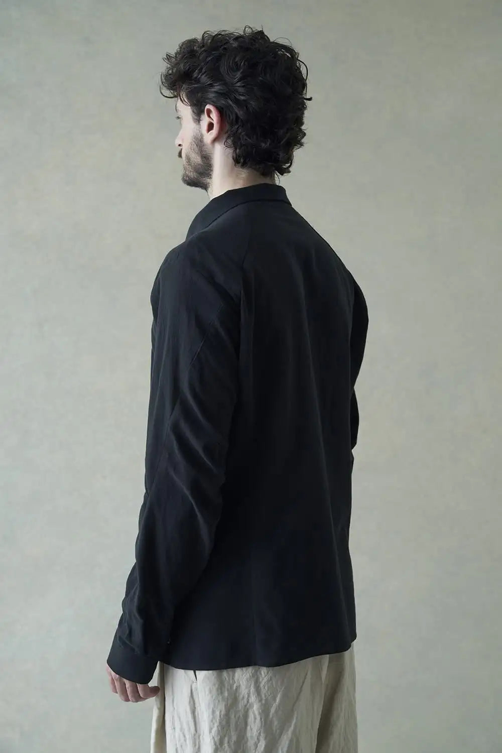 High neck shirt cotton / linen